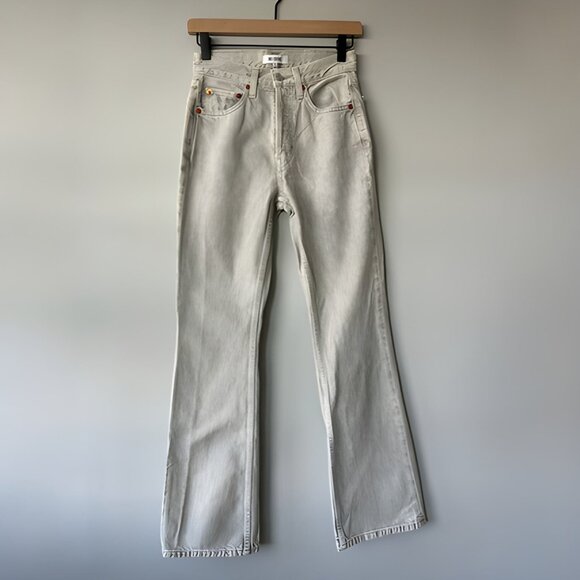 Re/Done Originals 70s High Rise Bootcut Jeans Light Grey Wash Women’s Size 24 - Picture 3 of 13